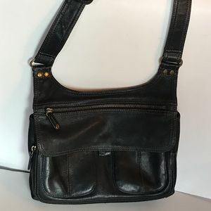 Fossil Black Leather Crossbody Bag